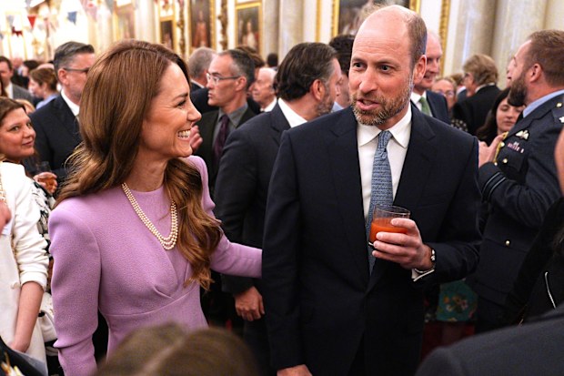 LONDON, ENGLAND - APRIL 21: Catherine, Princess of Wales and Prince William, Prince of Wales attend a reception at Buckingham Palace, on the 100th anniversary of the birth of Queen Elizabeth II on April 21, 2026 in London, England. (Photo by Aaron Chown - Pool/Getty Images)