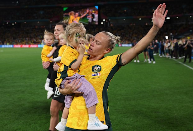 Tameka Yallop of Australia celebrates her victory with family.