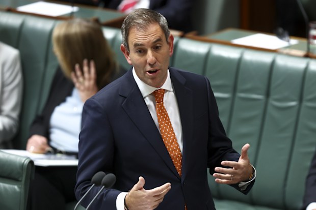 Federal Treasurer Jim Chalmers during Question Time in the House of Representatives at Parliament House in Canberra on March 26, 2025. fedpol Photo: Dominic Lorrimer