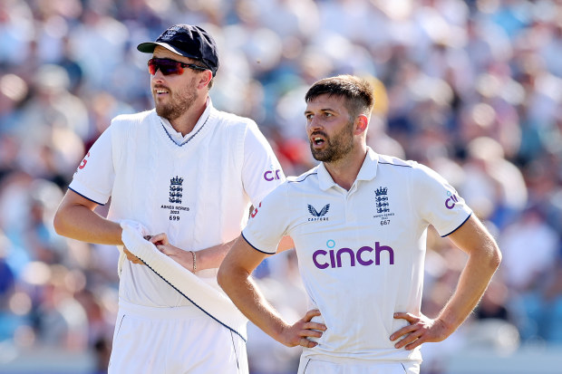 England bowlers Ollie Robinson (left) and Mark Wood.