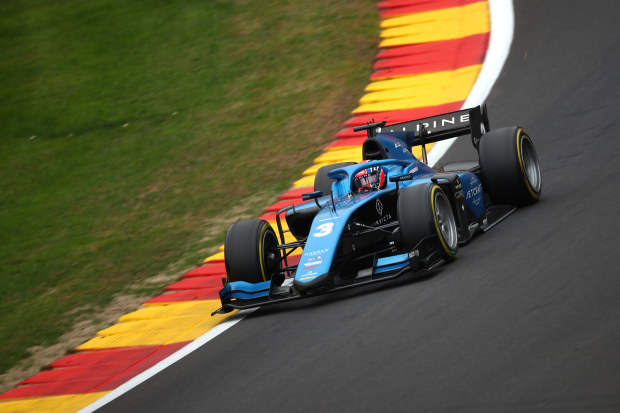 Jack Doohan of Australia and Virtuosi Racing (3) drives on track during practice ahead of Round 11:Spa-Francorchamps of the Formula 2 Championship at Circuit de Spa-Francorchamps on August 26, 2022 in Spa, Belgium. (Photo by Joe Portlock - Formula 1/Formula Motorsport Limited via Getty Images)