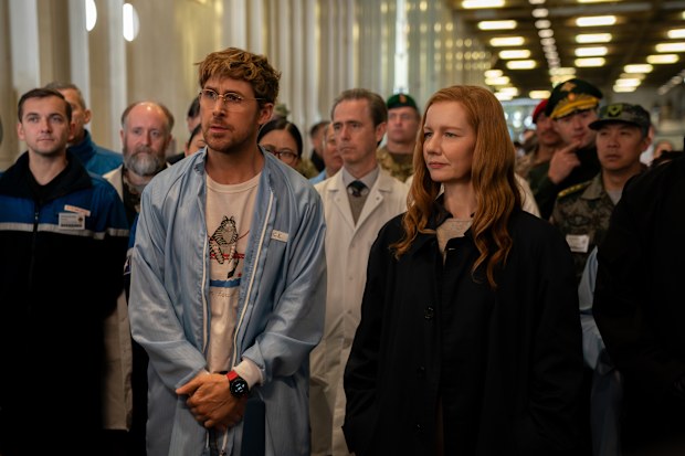 Ryan Gosling stars as Ryland Grace and Sandra Hüller as Eva Stratt in PROJECT HAIL MARY, from Amazon MGM Studios. Photo credit: Jonathan Olley © 2026 Amazon Content Services LLC. All Rights Reserved.