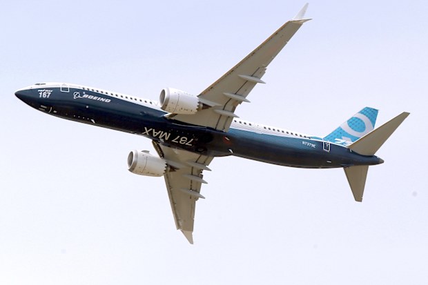 A Boeing 737 MAX 9 airplane performs a demonstration flight at the Paris Air Show in Le Bourget, east of Paris, France, June 20, 2017.  