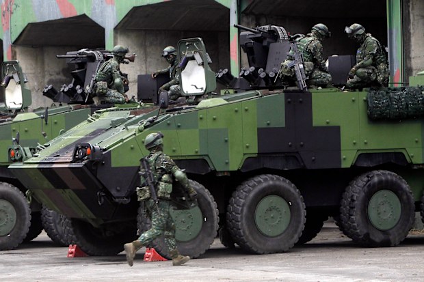 Taiwanese vehicles during a military exercises