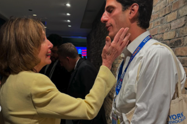 Nancy Pelosi in 2024 photographed with JFK's grandson, Jack Schlossberg.