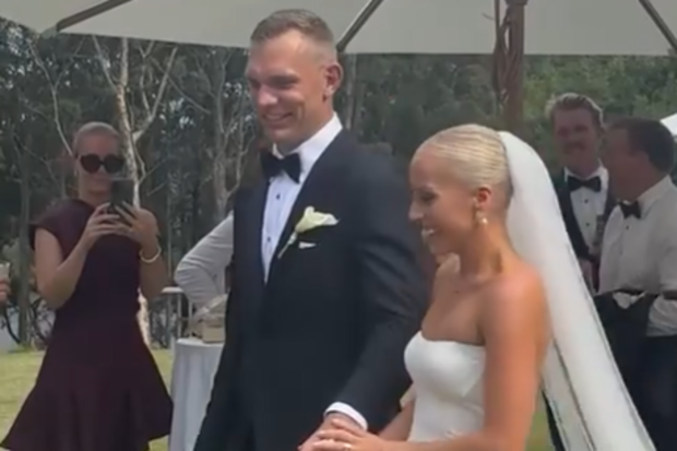 Star NRL player Tom Trbojevic has tied the knot with his long-term partner, Kristi Wilkinson.