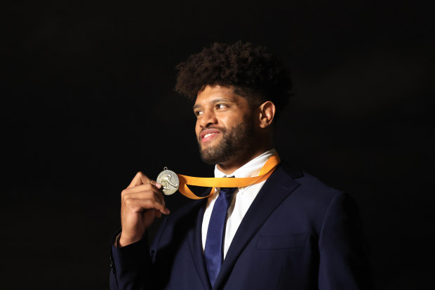 Rob Valetini, John Eales Medalist winner poses for a photo during the 2023 Rugby Australia Awards at Doltone House on February 07, 2024 in Sydney, Australia. (Photo by Mark Evans/Getty Images for Getty Images)