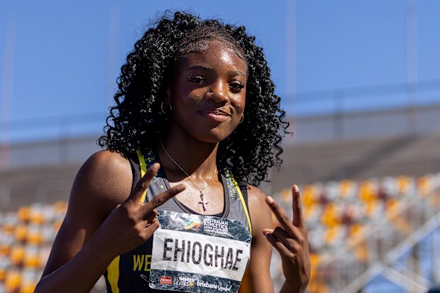 Charlotte Ehioghae after the 100m final.
