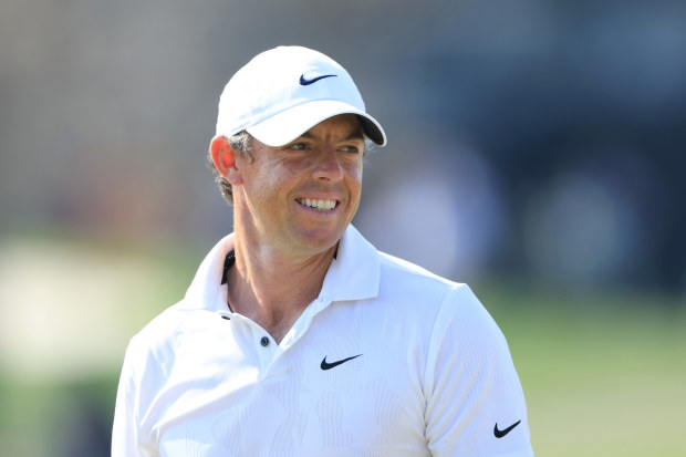 Rory McIlroy of Northern Ireland smiles on the 17th hole during the second round of the Arnold Palmer Invitational presented by Mastercard at Arnold Palmer Bay Hill Golf Course on March 03, 2023 in Orlando, Florida. (Photo by Sam Greenwood/Getty Images)