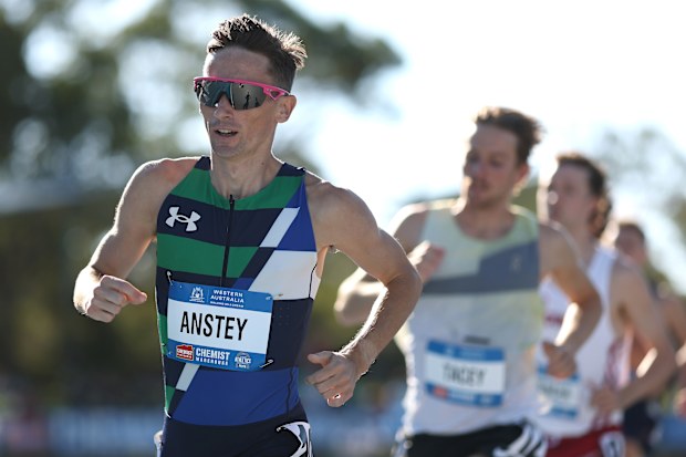 PERTH, AUSTRALIA - APRIL 10: Jack Anstey of Queensland competes in the Senior Men's 1500m Heat during the 2025 Australian Open and Under 20 Athletics Championships at WA Athletics Stadium on April 10, 2025 in Perth, Australia. (Photo by Cameron Spencer/Getty Images)