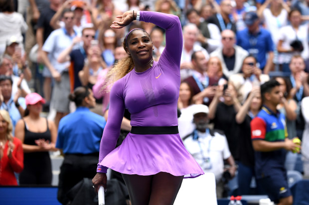 NEW YORK, NEW YORK - SEPTEMBER 01: Serena Williams of the United States celebrates after winning her Women's Singles fourth round match against Petra Martic of Croatia on day seven of the 2019 US Open at the USTA Billie Jean King National Tennis Center on September 01, 2019 in Queens borough of New York City. (Photo by Emilee Chinn/Getty Images)