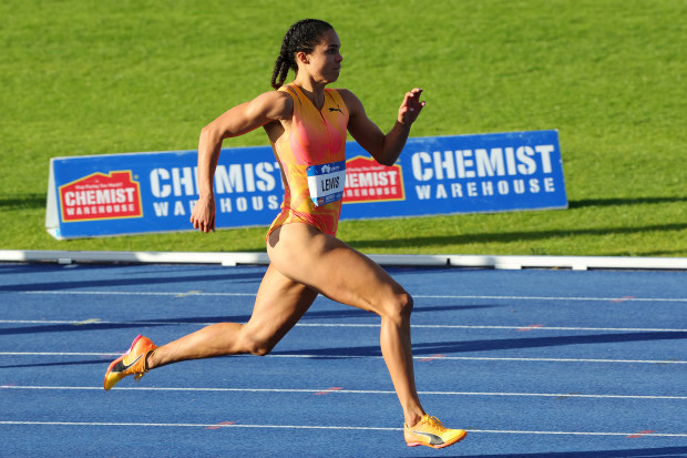 Torrie Lewis in action at the Australian Track and Field Championships in Adelaide this month.