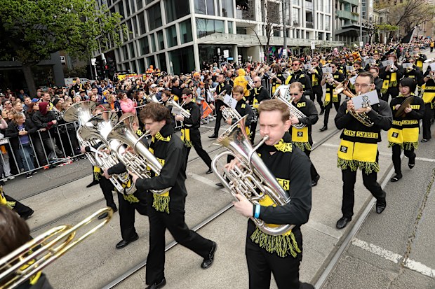 Even the marching band were in Tigers colours.