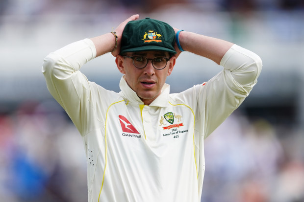 Australia's Todd Murphy looks on during day one of the third Ashes test match at Headingley, Leeds. Picture date: Thursday July 6, 2023. (Photo by Mike Egerton/PA Images via Getty Images)