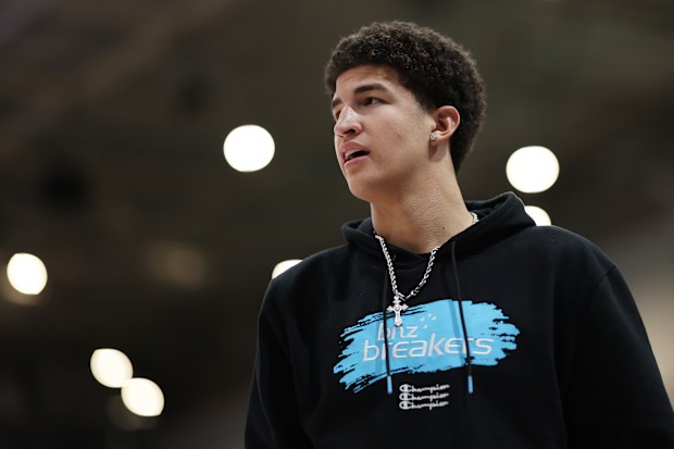 CANBERRA, AUSTRALIA - AUGUST 29: Karim Lopez of the Breakers looks on during the 2025 NBL Blitz match between South East Melbourne Phoenix and New Zealand Breakers at AIS Arena on August 29, 2025 in Canberra, Australia. (Photo by Mark Metcalfe/Getty Images)