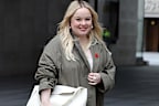 LONDON, ENGLAND - JUNE 11: Nicola Coughlan at BBC Radio One promoting 'Bridgerton' season 3 on June 11, 2024 in London, England. (Photo by Neil Mockford/GC Images)