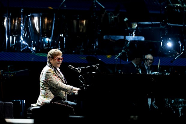 Elton John performs during the Farewell Yellow Brick Road tour on Wednesday, Jan. 19, 2022, in New Orleans.