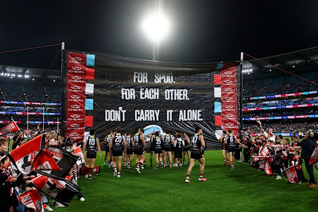 St Kilda's banner for the fifth Spud's Game.