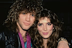 American singer, songwriter and guitarist Jon Bon Jovi and his girlfriend, Dorothea Hurley, attend the Rockers '85 awards ceremony, held at the Sheraton Premiere Hotel in Los Angeles, California, March 1985. Rockers '85 is a music conference, expo and awards ceremony held at the Sheraton Premiere Hotel from 10th to 13th March 1985.