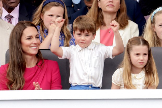 Prince Louis of Cambridge dances during the Platinum Pageant on June 05, 2022 in London, England.