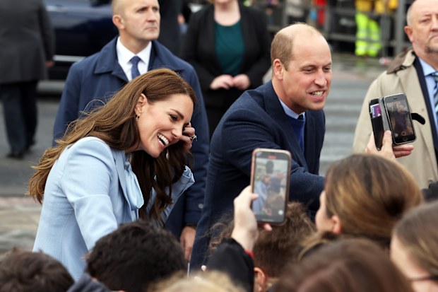 Prince William, Prince of Wales and Catherine, Princess of Wales meet members of the public during a visit to Carrick Connect, a youth charity based in Carrickfergus which offers support services to local young people experiencing social or emotional difficulties, as part of a visit to Northern Ireland, on October 6, 2022 in Belfast, Northern Ireland 