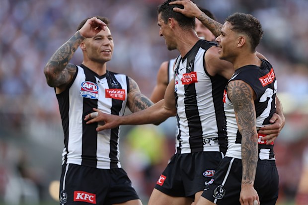 MELBOURNE, AUSTRALIA - SEPTEMBER 30: Scott Pendlebury of the Magpies aacduring the 2023 AFL Grand Final match between Collingwood Magpies and Brisbane Lions at Melbourne Cricket Ground, on September 30, 2023, in Melbourne, Australia. (Photo by Robert Cianflone/AFL Photos/via Getty Images)