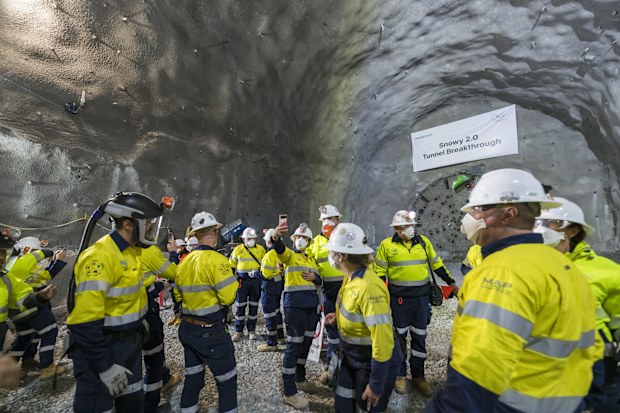 The Snowy Hydro 2.0 project reaches an important milestone - the breakthrough of tunnel boring machine into a cavern deep underground.