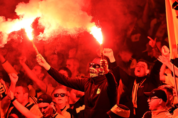 Fans of Borussia Dortmund at Wembley Stadium.