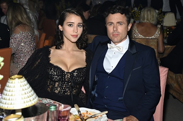 Caylee Cowan and Casey Affleck attend the amfAR Cannes Gala 2022 at Hotel du Cap-Eden-Roc on May 26, 2022 in Cap d'Antibes, France.