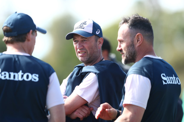 Maul consultant Pierre-Henry Broncan during Wallabies training.