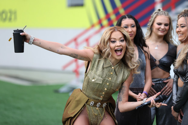 Rita Ora performs before the match between Australia and New Zealand at Eden Park.