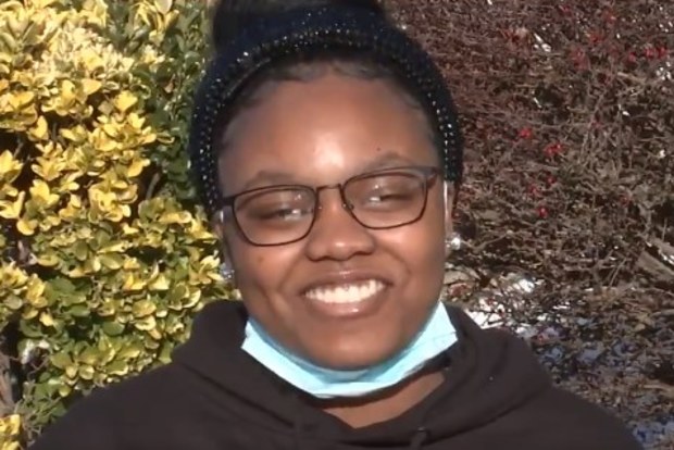 Student Shanya Robinson-Owens is unable to control her excitement during an interview about her $1 million scholarships