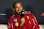 Lewis Hamilton of Great Britain and Scuderia Ferrari is interviewed in the Press Conference during previews ahead of the F1 Grand Prix of Australia at Albert Park Grand Prix Circuit on March 13, 2025 in Melbourne, Australia. (Photo by Mark Sutton - Formula 1/Formula 1 via Getty Images)