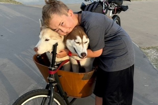 Tom Smith with two dogs.