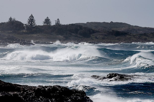 A severe weather warning is in place with hazardous surf also battering the NSW coastline.