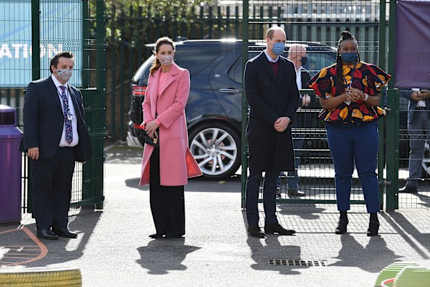 Prince William and Kate Middleton visit East London school, Duke of Cambridge comments on Prince Harry and Oprah interview
