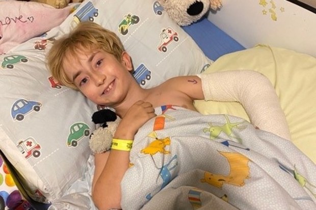 Tom Smith in hospital.