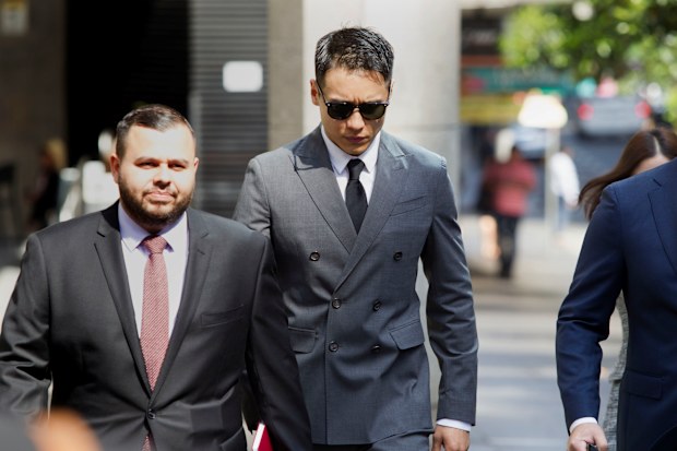 SMH NEWS: Chinese Actor Yunxiang Gao arrives at the Downing Centre Courts, in the Sydney CBD . October 29, 2019. Photo by James Alcock/Nine Media.