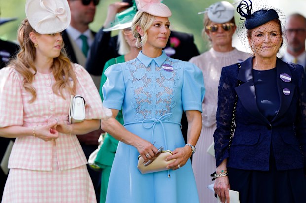 ASCOT, UNITED KINGDOM - JUNE 17: (EMBARGOED FOR PUBLICATION IN UK NEWSPAPERS UNTIL 24 HOURS AFTER CREATE DATE AND TIME) Princess Beatrice, Zara Tindall and Sarah Ferguson, Duchess of York attend day one of Royal Ascot at Ascot Racecourse on June 17, 2025 in Ascot, England. (Photo by Max Mumby/Indigo/Getty Images)