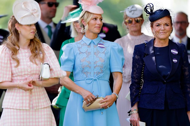 ASCOT, UNITED KINGDOM - JUNE 17: (EMBARGOED FOR PUBLICATION IN UK NEWSPAPERS UNTIL 24 HOURS AFTER CREATE DATE AND TIME) Princess Beatrice, Zara Tindall and Sarah Ferguson, Duchess of York attend day one of Royal Ascot at Ascot Racecourse on June 17, 2025 in Ascot, England. (Photo by Max Mumby/Indigo/Getty Images)