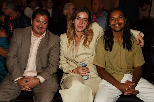 Joe D'Onofrio, Clara McGregor and Tyler Dean Flores attend the world premiere of feature film The Birthday Cake at The Mob Museum on June 11, 2021 in Las Vegas, Nevada. 