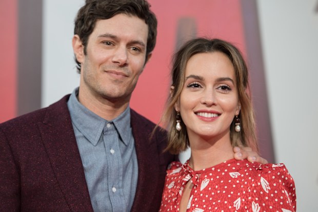 Adam Brody and Leighton Meester arrive at Warner Bros. Pictures and New Line Cinema's world premiere of "SHAZAM!" at TCL Chinese Theatre on March 28, 2019