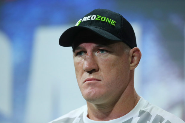 Paul Gallen looks on during a press conference.