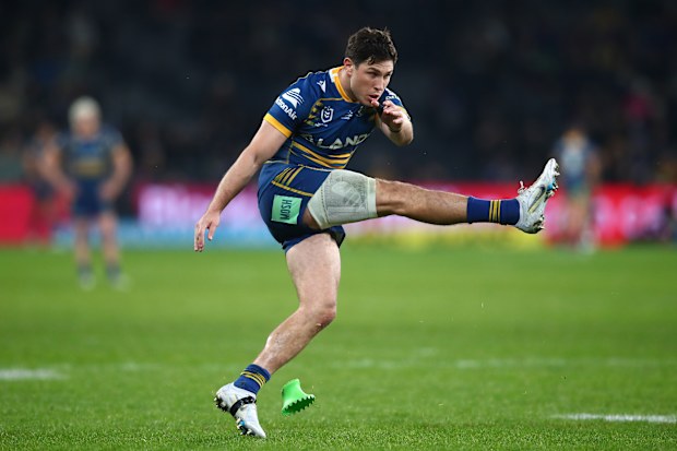 Mitchell Moses lines up for goal.