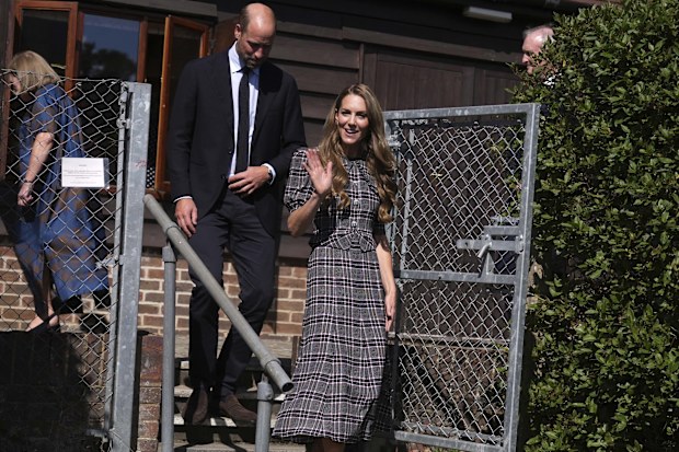 SUNNINGDALE, ENGLAND - SEPTEMBER 8: Catherine, Princess of Wales and Prince William, Prince of Wales leave after visiting the National Federation of Women's Institute (WI) to commemorate the three-year anniversary of the death of Queen Elizabeth II on September 8, 2025 in Sunningdale, England. (Photo by Alastair Grant - WPA Pool/Getty Images)