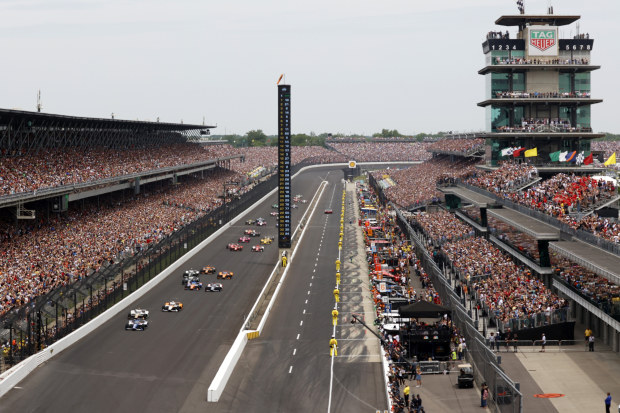 More than 300,000 spectactors cram into Indianapolis Motor Speedway for the Greatest Spectacle In Racing.