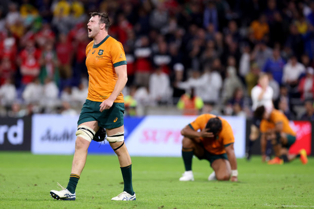 Nick Frost of Australia reacts after the loss to Wales in Lyon.