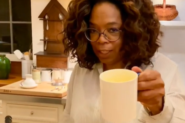 Oprah tries out super latte mix