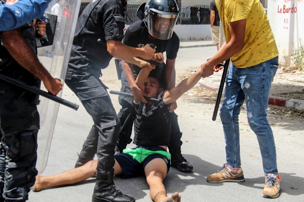 The protests were called on the 64th anniversary of Tunisia's independence by a new group called the July 25 Movement.