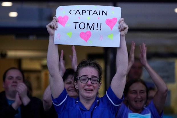 Captain Tom Moore celebrated during 'Clap for our Carers'